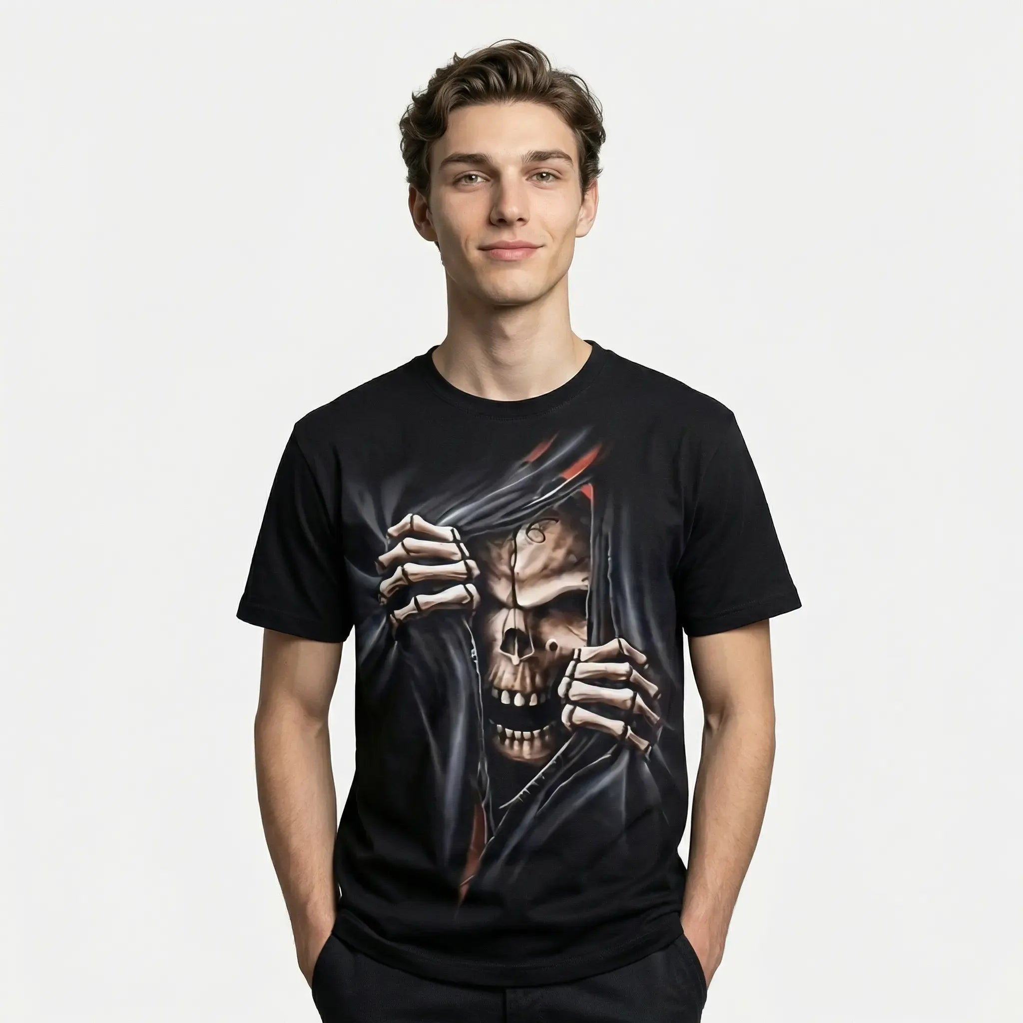 3D Skeleton Skull Graphic Short Sleeve T-shirt