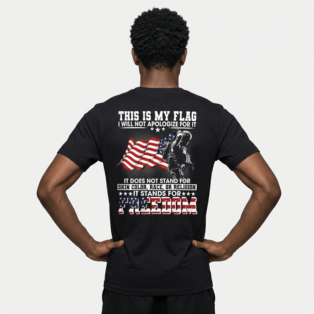 Vintage Patriotic American Flag & Soldier Print T-Shirt
