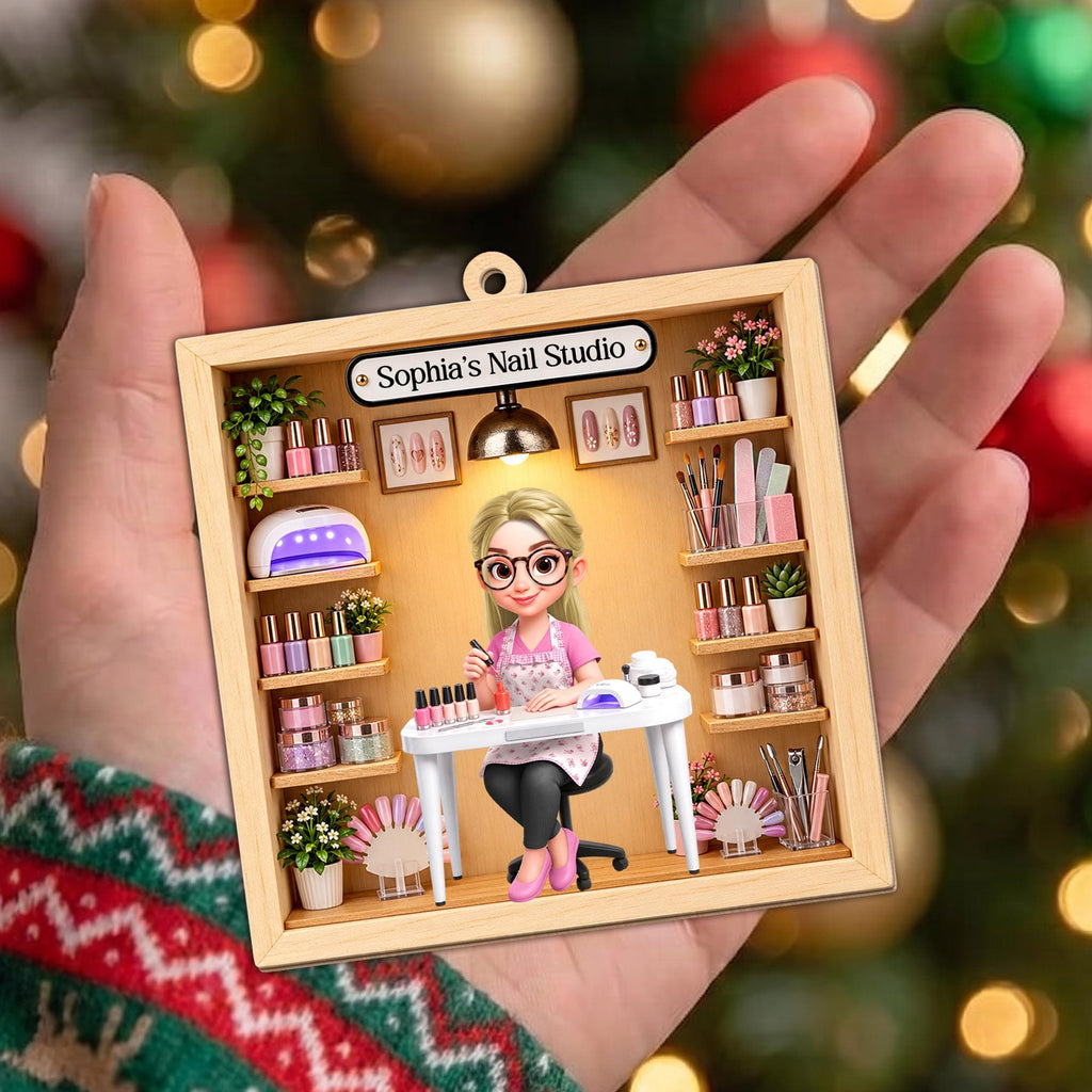My Nail Studio Custom Nail Artist Design, Wood Ornament, Gift For Nail Techs & Nail Lovers - 3