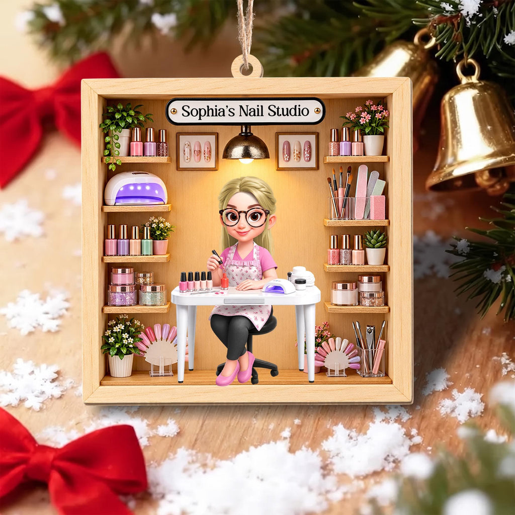 My Nail Studio Custom Nail Artist Design, Wood Ornament, Gift For Nail Techs & Nail Lovers - 6