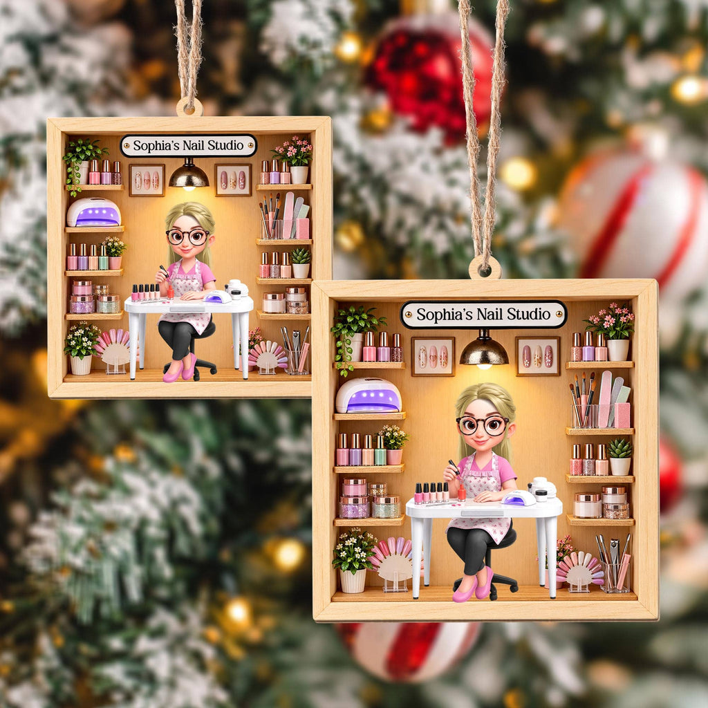 My Nail Studio Custom Nail Artist Design, Wood Ornament, Gift For Nail Techs & Nail Lovers - 7