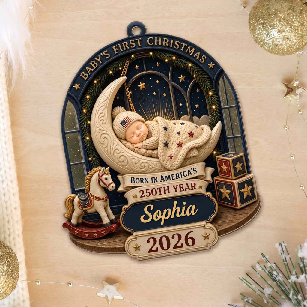 Baby's First Christmas, Custom Wood Ornament, Gift For New Parents - 4