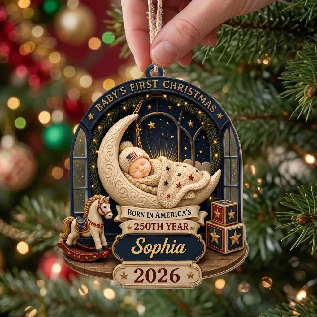 Baby's First Christmas, Custom Wood Ornament, Gift For New Parents - 3