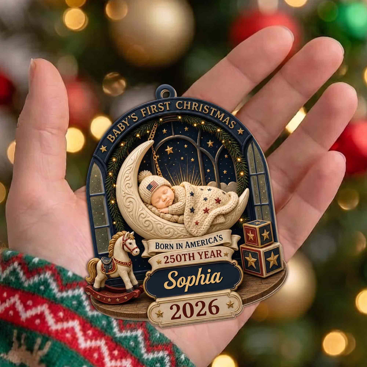 Baby's First Christmas, Custom Wood Ornament, Gift For New Parents - 5