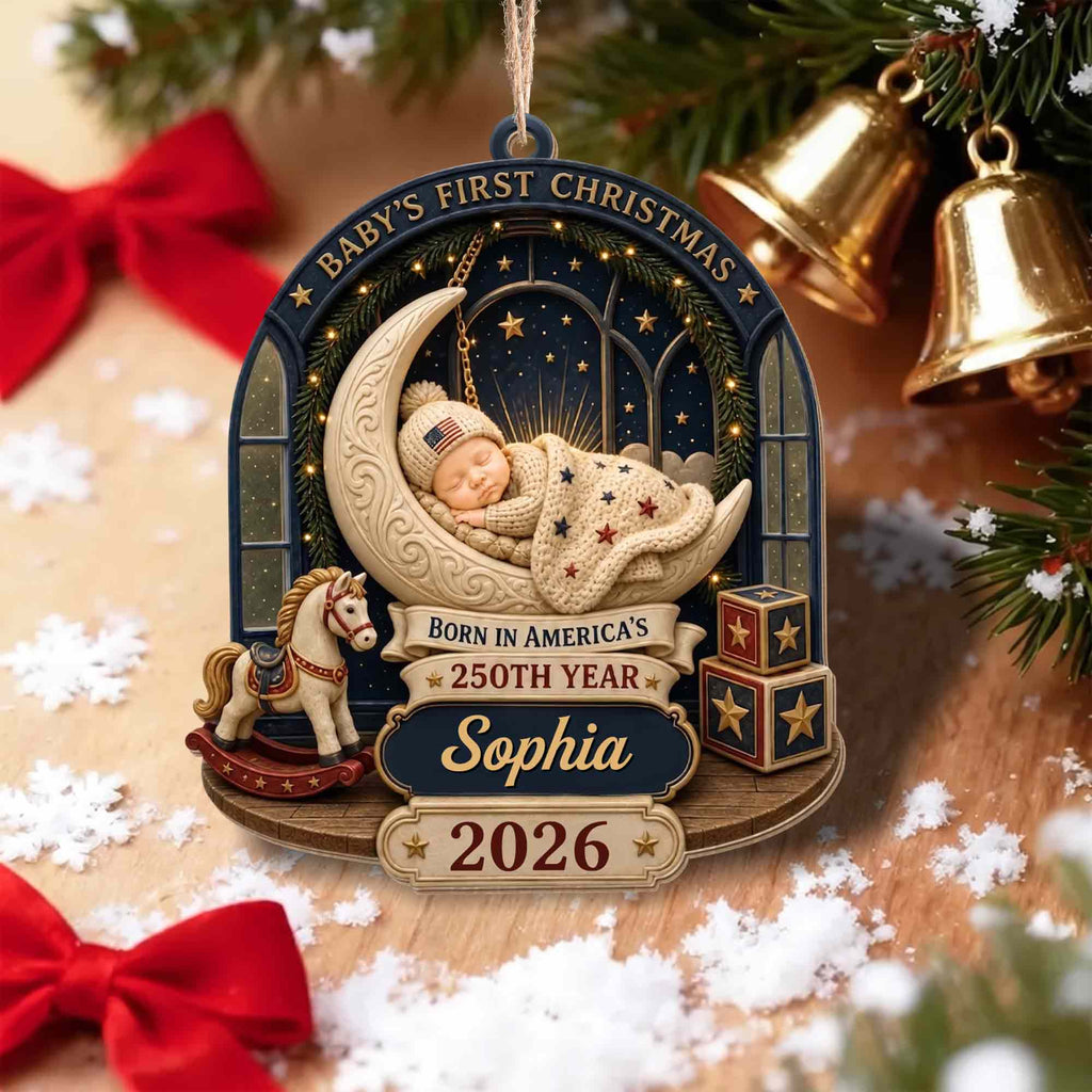 Baby's First Christmas, Custom Wood Ornament, Gift For New Parents - 8