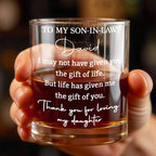Almagems Personalized "To My Son In Law" Whiskey Glass - Custom 11oz Rocks Glass Cup - Birthday, Wedding, Christmas Gift for Son-in-Law - 6