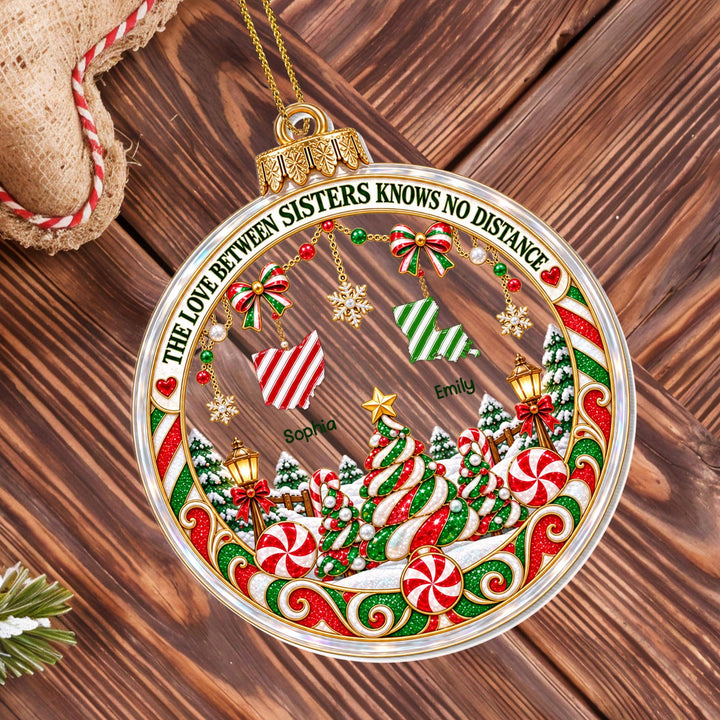 The Love Between Sisters, Personalized Ornament, Gift For Sister