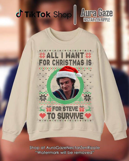 All I Want For Christmas Is Steve Harrington Unisex Sweatshirt For Fan, Stranger Thing Steve Harrington Retro Bootleg Shirt, Christmas Celebrity Crush