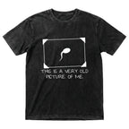 Men's Round Neck Short-Sleeve T-Shirt - Breathable Menswear Tee, Unisex Casual Streetwear Top with Funny Reproductive Cell Graphic & 'Very Old Picture of Me' Slogan for Summer Vibes, Outdoor Fun