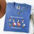Comfort Colors Firequacker Goose Shirt, Funny 4th of July Tee, Patriotic American Flag Shirt, Cotton Tee - Printfamily
