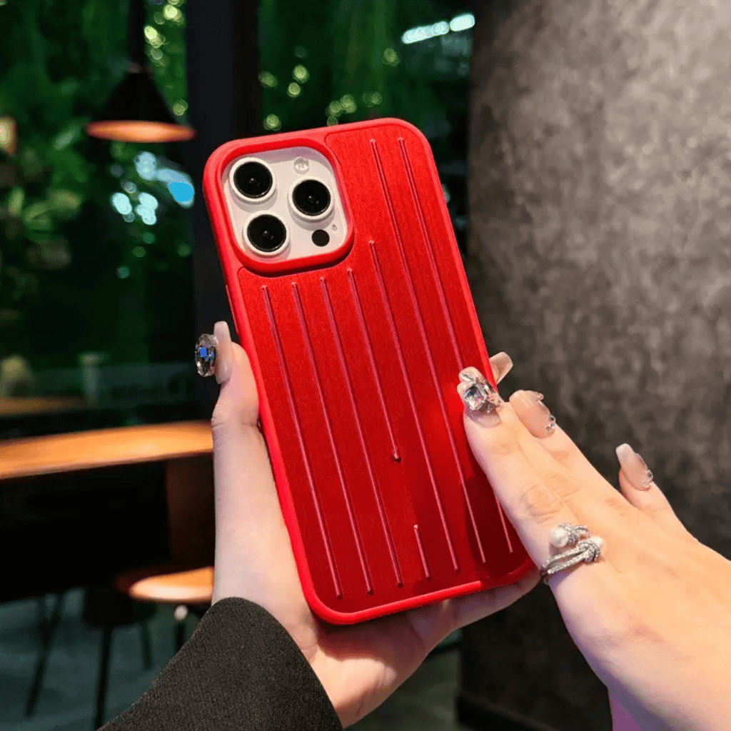 Aluminum Alloy Vertical Lines Phone Case – Premium Shockproof Protective Cover for iPhone 11–17 Series