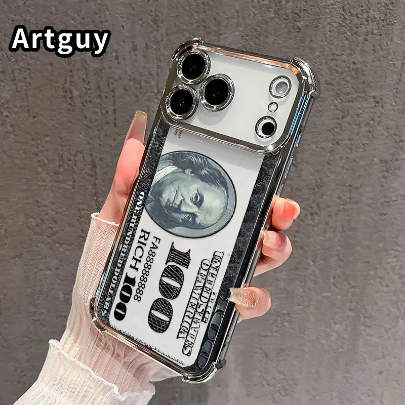 Numbers and Patterns Pattern Four Corner Anti-Fall Phone Case Transparent Electroplated Protective Cover for iPhone 17 Pro Max Air 16 15 Plus 14 13 12 11 E