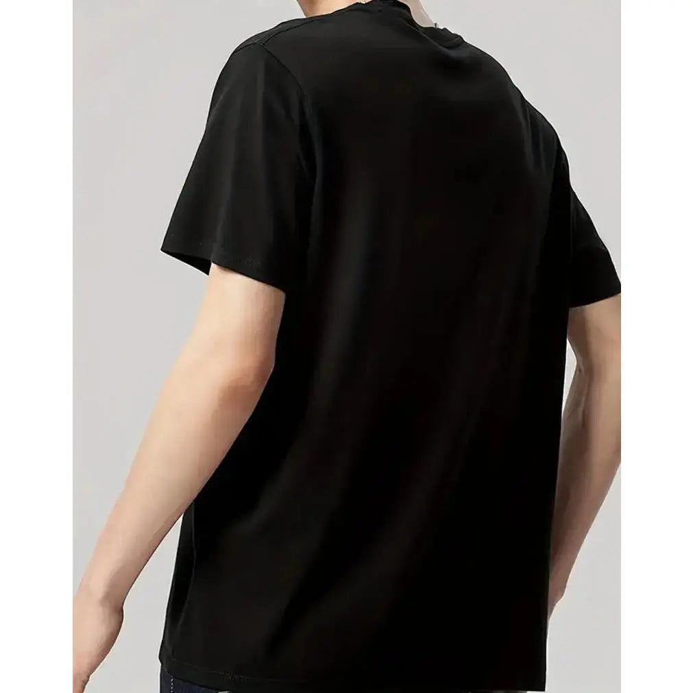 Men'S Casual Calvin Graphic T-Shirt - Bold Letter Print with Black Stripes & Golden Accents, Breathable Round Neck Summer Streetwear, Machine Washable, Comfortable Everyday Fashion Tee, Everyday Tshirt |Bold Letter Print |Comfortable Fit, T Shir Cotton