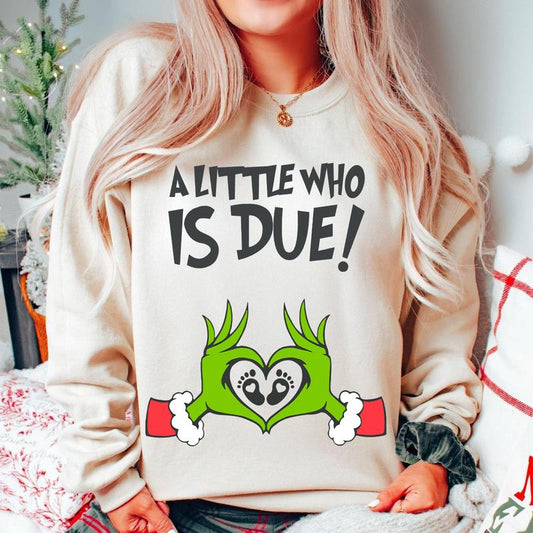Maternity Sweater for Christmas and Baby Shower - Pregnancy Announcement Crewneck Sweatshirt
