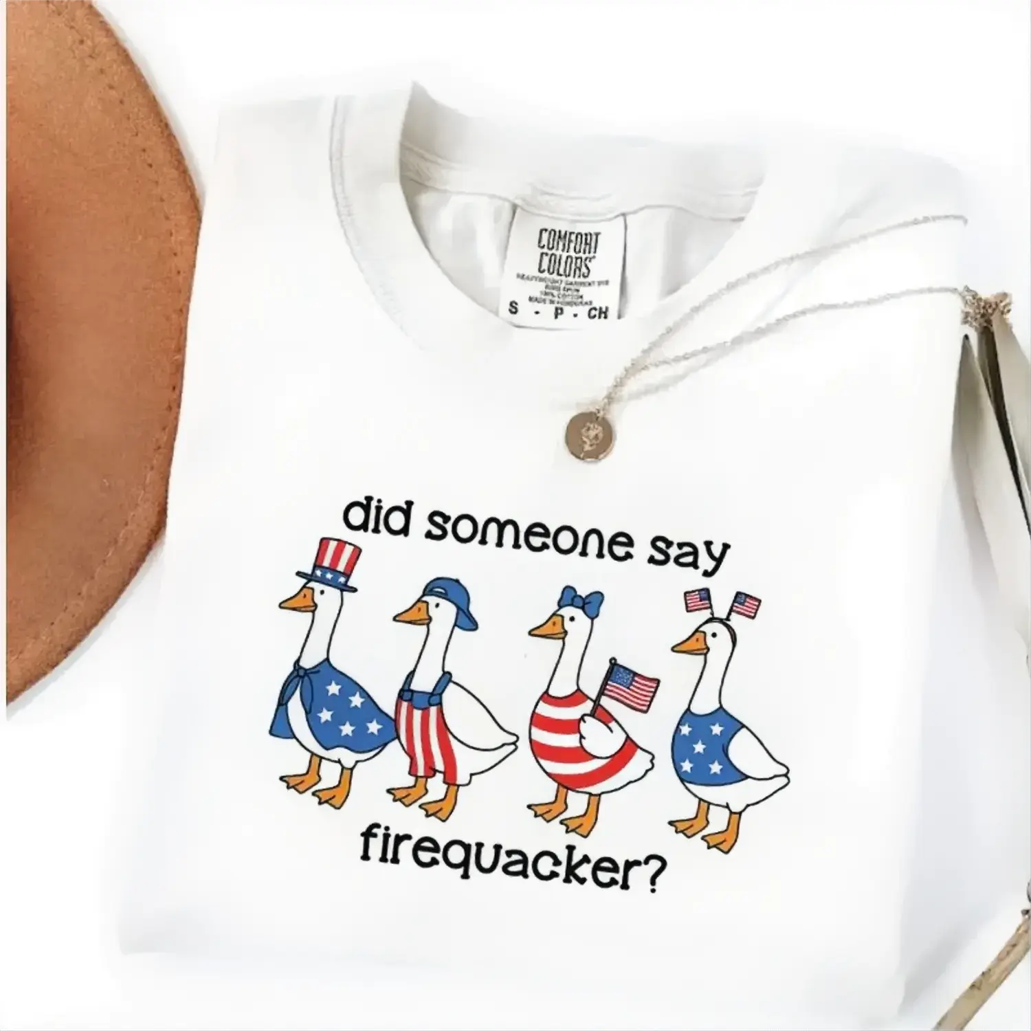 Comfort Colors Firequacker Goose Shirt, Funny 4th of July Tee, Patriotic American Flag Shirt, Cotton Tee - Printfamily