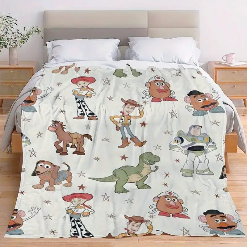 Toy Story Soft Flannel Blanket, Vibrant Cartoon Print for Home, Camping & Holiday Gifts