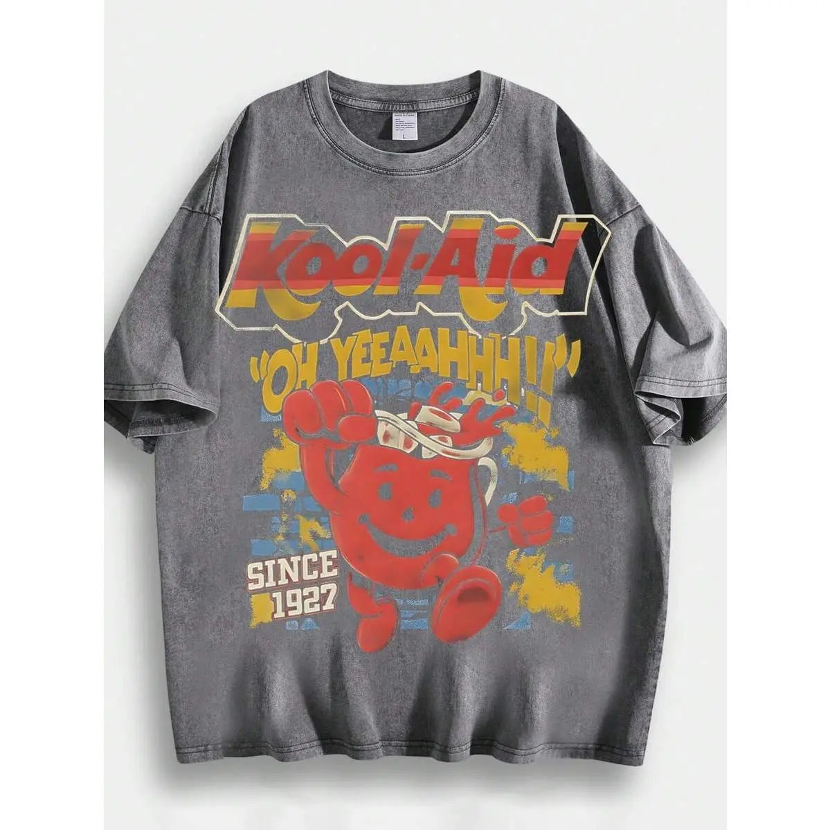 Vintage Kool-Aid Graphic Tee - "Oh Yeah" Washed Cotton Streetwear T-Shirt