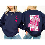 Queen of Hearts, Cards, Games, Valentine's Day Sweatshirt, Crew Neck, Women's, Crewneck, Valentine's Day, Love, Heart, Cupid Casual Long Sleeve