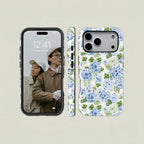 Blue Hydrangea Aesthetic Phone Case – Cute Floral Shockproof Case for iPhone 11–17