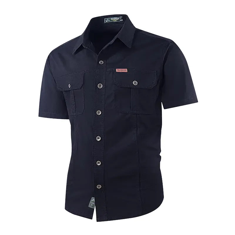 Single pack: summer outdoor casual short-sleeve work shirt with multiple pockets, lightweight design，fathersdaygift