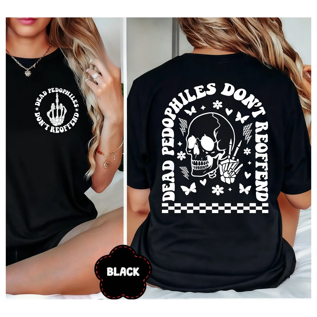 Washed Cotton Vintage Dead Pedophiles Don’t Reoffend Tee, Protective Parent Shirt We Love Our Kids Skull Middle Finger Graphic Tshirt, Unisex Justice Shirt