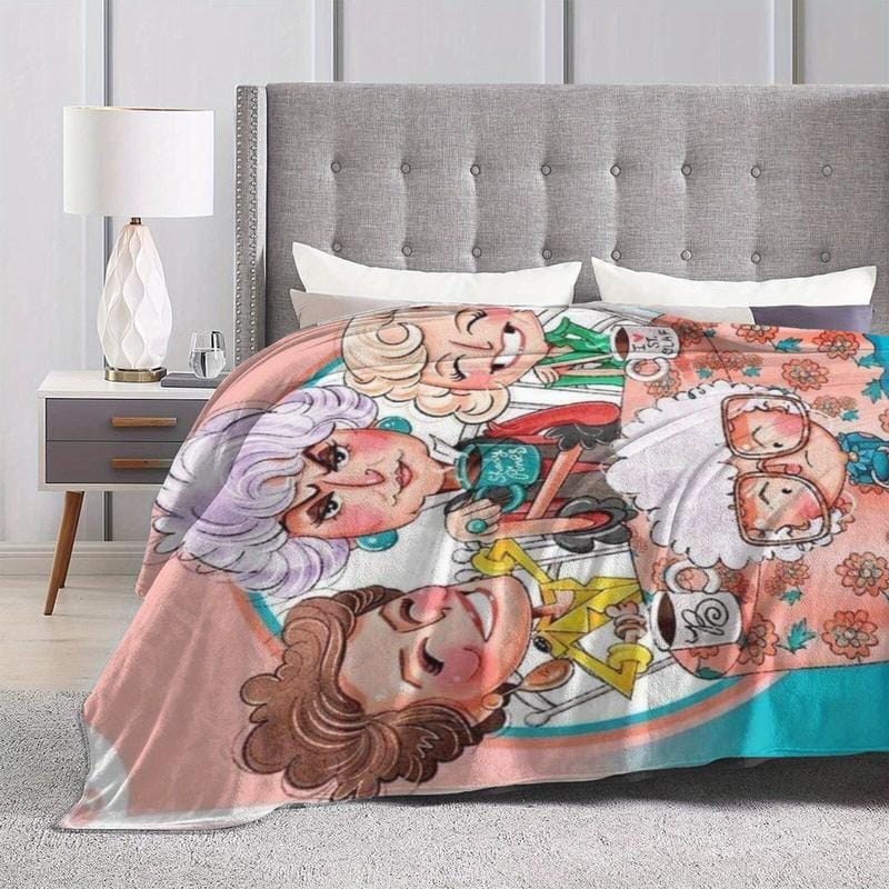 Golden Years Cartoon GG Blanket Warm Napping Blanket for Living Room Office Travel Versatile Gift Blanket Cartoon Print for All Seasons Halloween Decor Christmas Gifts Birthday Decorations Flannel Material Special Design