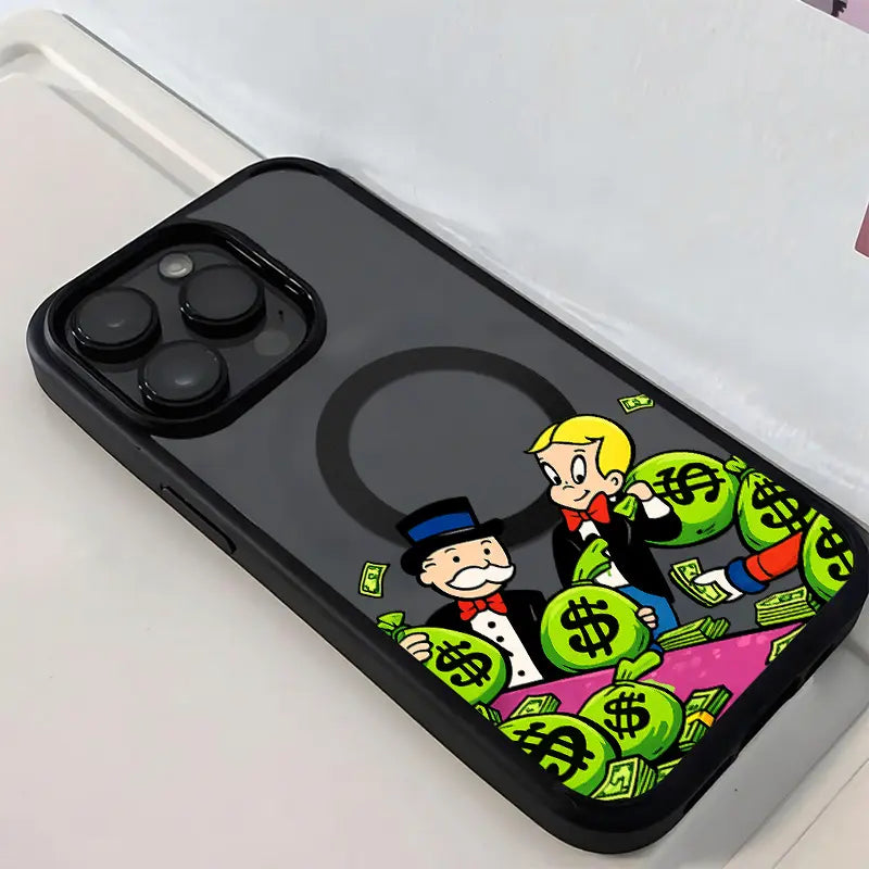Money Bags Cartoon Phone Case，Rich Lifestyle Style for iPhone 17 16 15 14 13 12 11 Plus Pro Max.SAMSUNG S26 S25 S24 S23 S22
