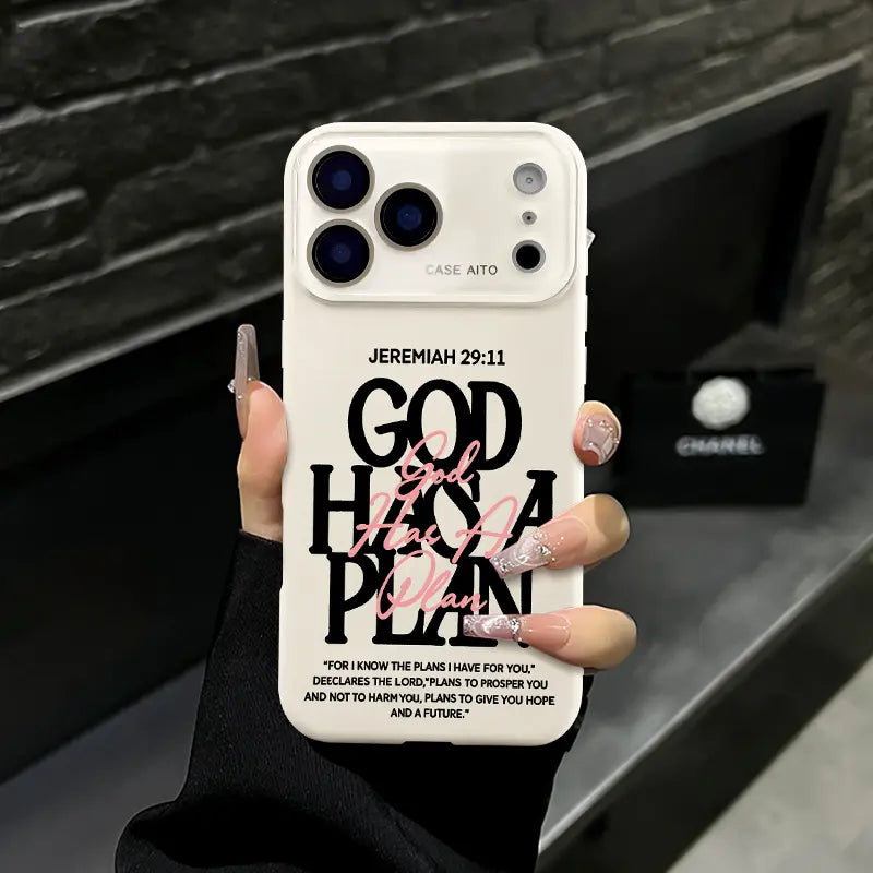 God Has A Plan Christian iPhone Case – Shockproof Faith-Based Bible Verse Protective Cover for iPhone 12-17 Series