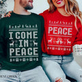 Funny ugly Christmas sweatshirts for couples, cute matching holiday outfits, plus 'I Come in Peace' sweatshirt for festive style