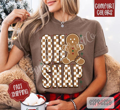 Oh Snap Comfort Colors, Trendy Women's Holiday Tshirt