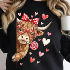 Funny Valentine Highland Cow Sweatshirt/ T-Shirt