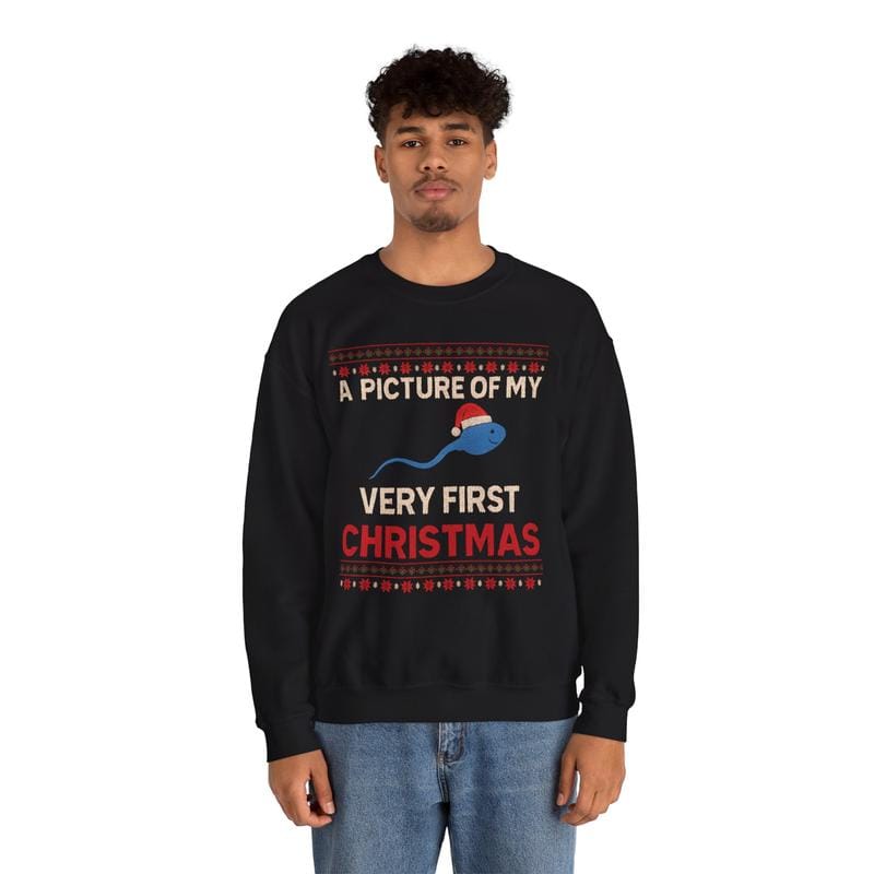 A Picture Of My Very First Christmas Unisex Heavy Blend™ Crewneck Sweatshirt - Santa Hat - Ugly Sweater - Funny - Gift for Men and Women
