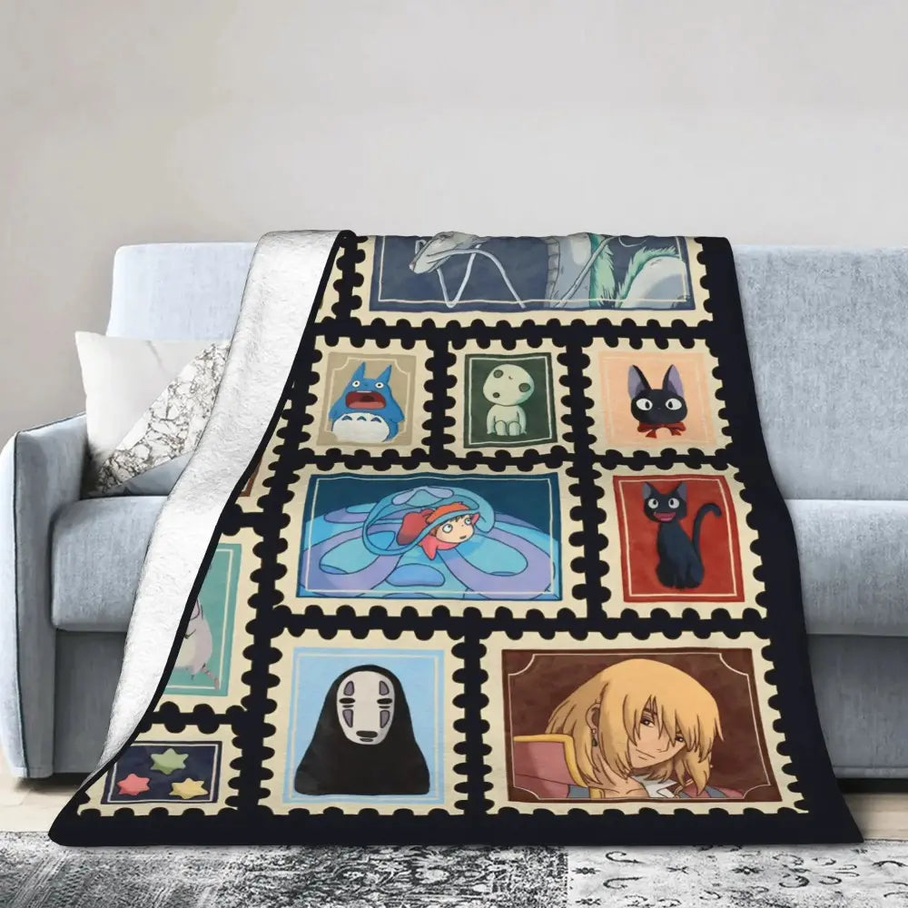 Studio Ghibli Anime Blanket  Soft Funny Throw Blanket Cozy Lightweight Plush Portable Cover Blanket For Sofa,Warm Gift For Birthday,Christmas,Multiple Blanket