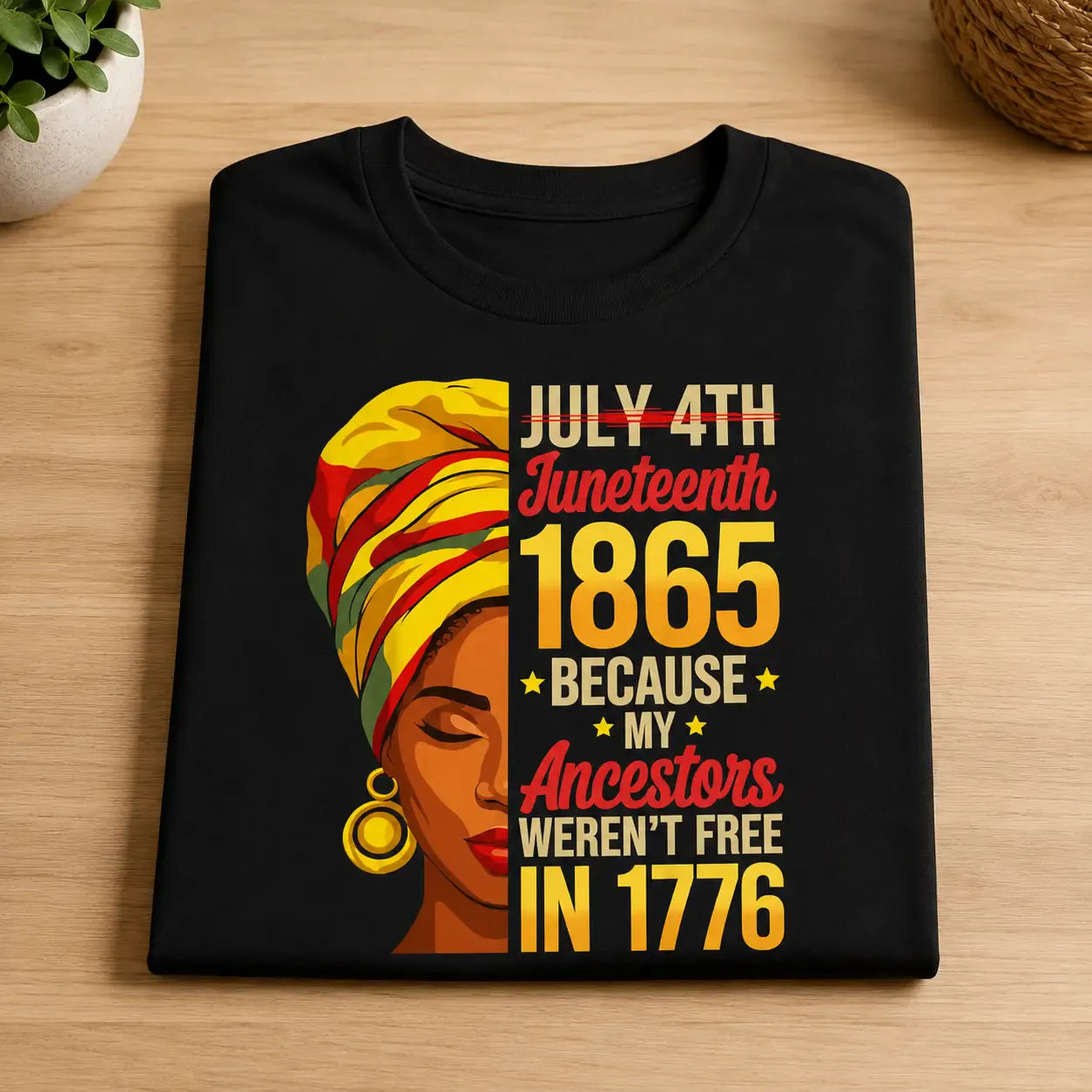 Juneteenth 1865 Freedom Day Graphic T-Shirt, Trendy Printed T-Shirts for Men & Women, Black History Celebration Tee, Cute Tops & Women's Printed Tees, Cultural Heritage Print, Loose Fit Cotton Unisex Shirt