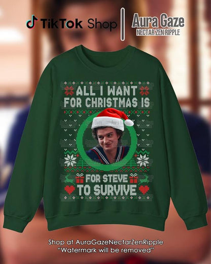 All I Want For Christmas Is Steve Harrington Unisex Sweatshirt For Fan, Stranger Thing Steve Harrington Retro Bootleg Shirt, Christmas Celebrity Crush