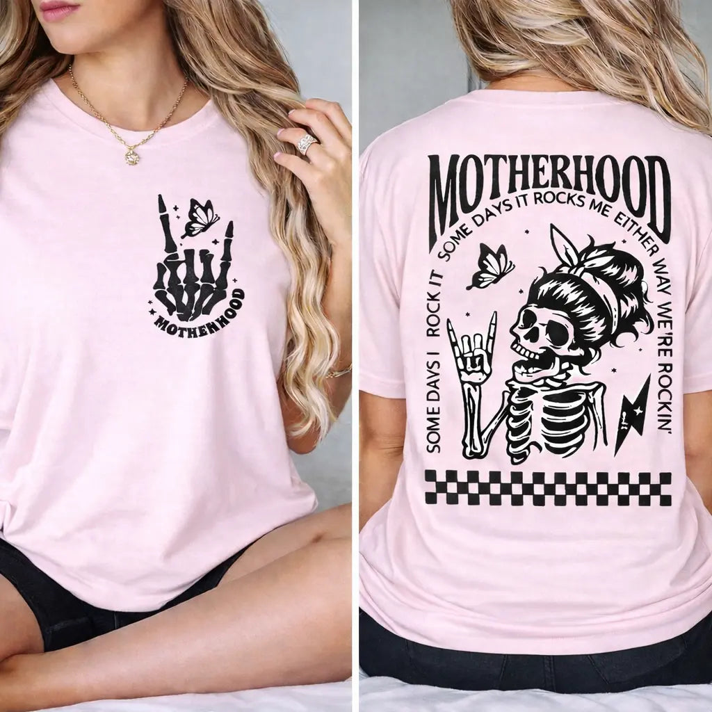 “Motherhood: Sometimes I Rock It, Sometimes It Rocks Me” Mom Tee – Funny Mother’s Day Gift