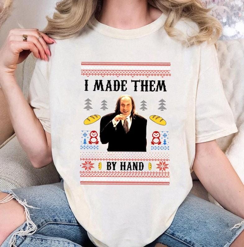 Ich habe sie von Hand gemacht – Hässliches Sweatshirt-Shirt mit Kapuze, Gruselfilm-Dinner von Hand gemacht – Meme-Shirt, Lustiges hässliches Shirt für Weihnachten, Für Männer und 