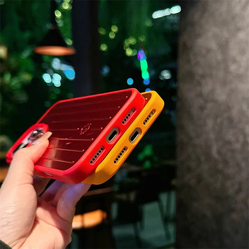 Aluminum Alloy Vertical Lines Phone Case – Premium Shockproof Protective Cover for iPhone 11–17 Series
