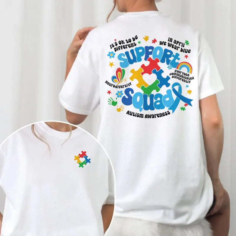 Autism T-shirt, Autism Awareness T-shirt, Family Autism Support Squad, Autism Mom Shirt, Neurodiversity T-shirt, Inclusion T-shirt