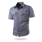 Single pack: summer outdoor casual short-sleeve work shirt with multiple pockets, lightweight design，fathersdaygift