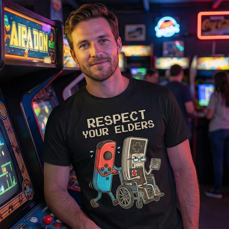 Funny Retro Gamer Graphic T-Shirt 100% Soft Cotton Tee Vintage Console Old School Gaming Lover Gift Unique Humor Design for Men Women