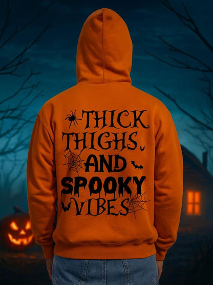 THICK THIGHS AND SPOOKY VIBES Unisex Halloween Print Hoodie, Tshirt, Sweater
