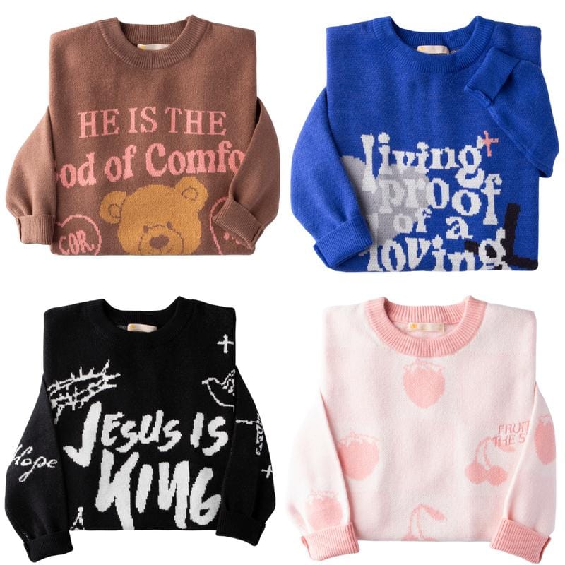 GLO Jacquard Sweater | Christian Knit Sweaters, Living Proof, Fruit of the Spirit, Jesus is King Designs, Super Soft Cozy Religious Apparel Gifts for Women & Men