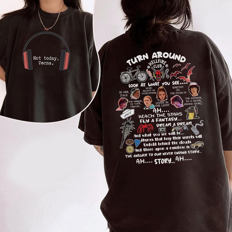 Lustiges „Not Today Vecna“-Shirt, „Never Ending Story“-Sweatshirt (2 Seiten), Weihnachtspullover, Retro-Grafik-Rundhalsausschnitt, Geschenk für Stranger Things-Fans, Hoodie 