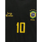 Men's Graphic T-Shirt, Retro Brazil Football Jersey - Legendary Number 10, Casual Football Fan Outfit, Football Jersey, 100% Polyester Breathable Knit Fabric, Regular Fit Round Neck Design graphic tee