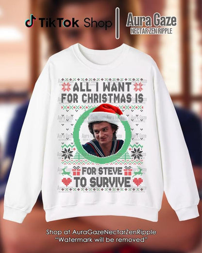 All I Want For Christmas Is Steve Harrington Unisex Sweatshirt For Fan, Stranger Thing Steve Harrington Retro Bootleg Shirt, Christmas Celebrity Crush