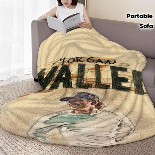 1pc Wallen Singer Print Flannel Blanket - Soft Polyester, Lightweight & Portable, Ideal for Sofa & Bed, All-Season Gift for Fans, Contemporary Style, Mixed Colors, Fan Merchandise| Celebrity Themed| Soft Texture, Blanket for Bed