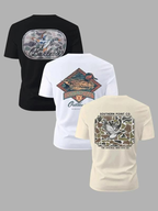 Trendy Round Neck Short Sleeve Three-Pack Fitted, Comfortable Breathable Design, Perfect for Summer Daily Wear, Sportswear Casual Fashion Essential