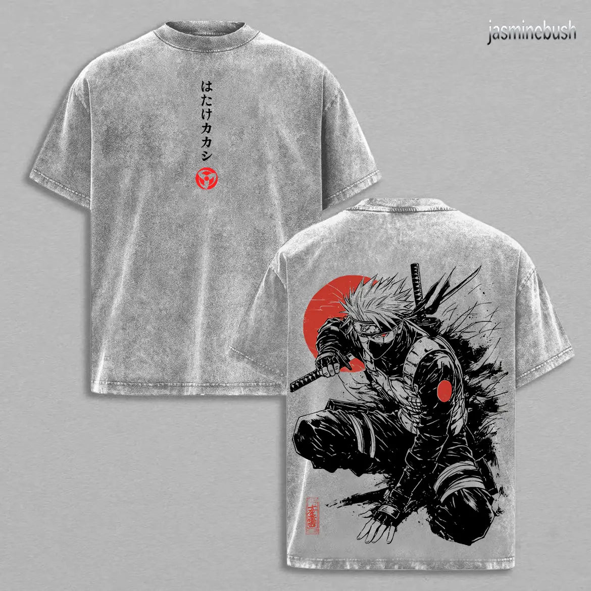 Kakashi Hatake T-Shirt, Naruto Anime Vintage Washed Tee, Sharingan Ninja Graphic Shirt, Oversized Japanese Streetwear, Dark Aesthetic Manga Top, Unisex Casual Anime Fashion