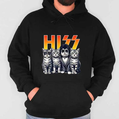 Cute Hiss Cats Rock Kittens Kitty Rocking Music Cat Lovers Men T-Shirt men woman unisex tee Shortsleeve Casual Graphic Fashion